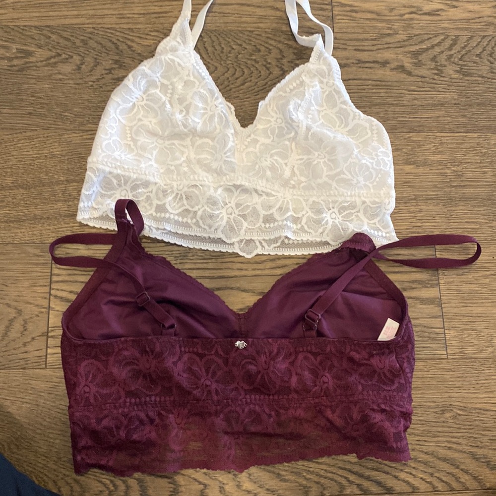 Pink bralettes- burgundy and white